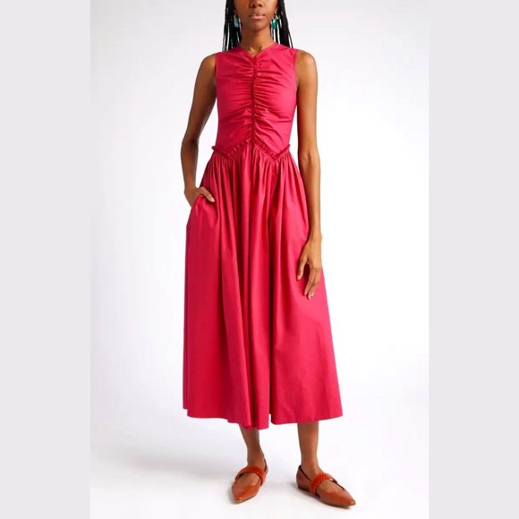 Ulla Johnson - Mimi Sleeveless Ruched Cotton Dress - Size 6 - Picture 1 of 13